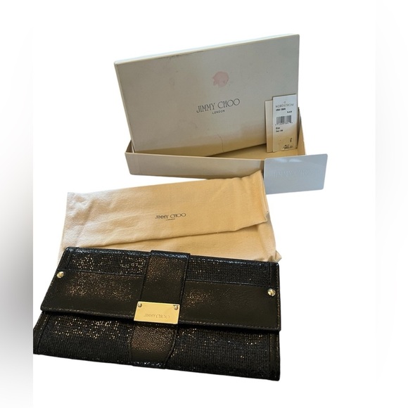 Jimmy Choo Handbags - NWT Jimmy Choo Clutch genuine leather authentic black studded